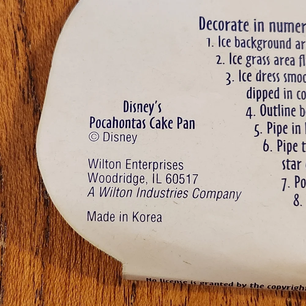 1995 Pocahontas Wilton Cake Pan Vintage 1990s Disney Birthday Cake Pan VTG - Picture 11 of 14